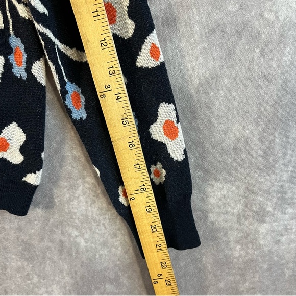 Floral 100% Cashmere Cardigan Women EU 38 / US 6 Blue White Button Stretch Boho - Picture 5 of 9